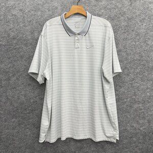 Nike Dri-Fit UV Men's White Gray Golf Polo Shirt Pullover, Size XXL